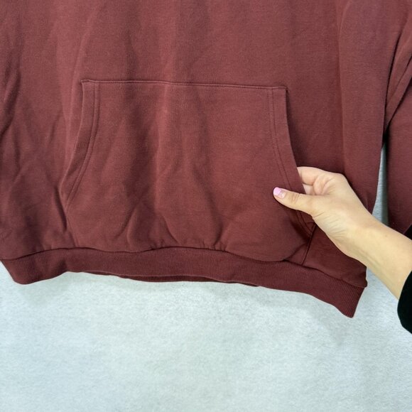 Ptula Sweatshirt Mens XL Red Pullover Fleece Solid Crewneck Kangaroo Pocket - Picture 7 of 9